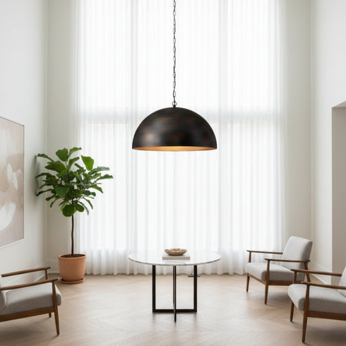 Hammered Moroccan Dome Pendant - Brass Ceiling Light (pl-2003)