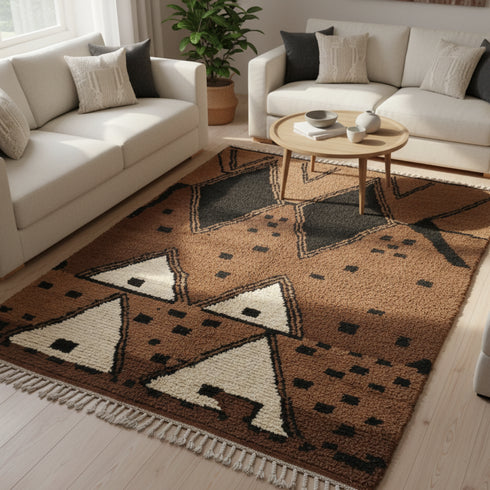 Vintage Moroccan Rug - Brown and Black Tribal Design