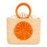 Raffia Tote Bag with Orange Handles | Fall Halloween Handbag