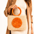 Raffia Tote Bag with Orange Handles | Fall Halloween Handbag