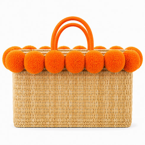 Pom Pom Wicker Beach Bag | Moroccan Bachelorette Tote