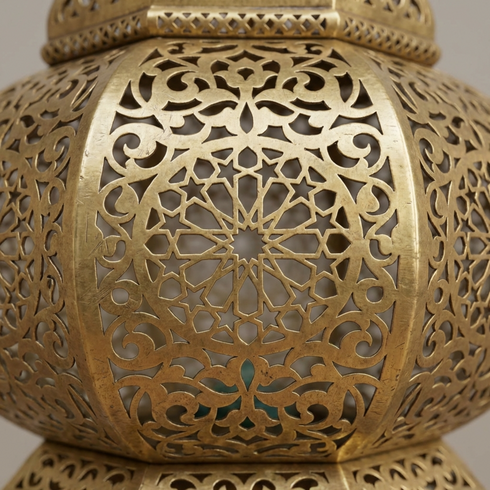 Handmade Moroccan Lamp - Gold Brass Pendant - Bedroom Mood Lighting