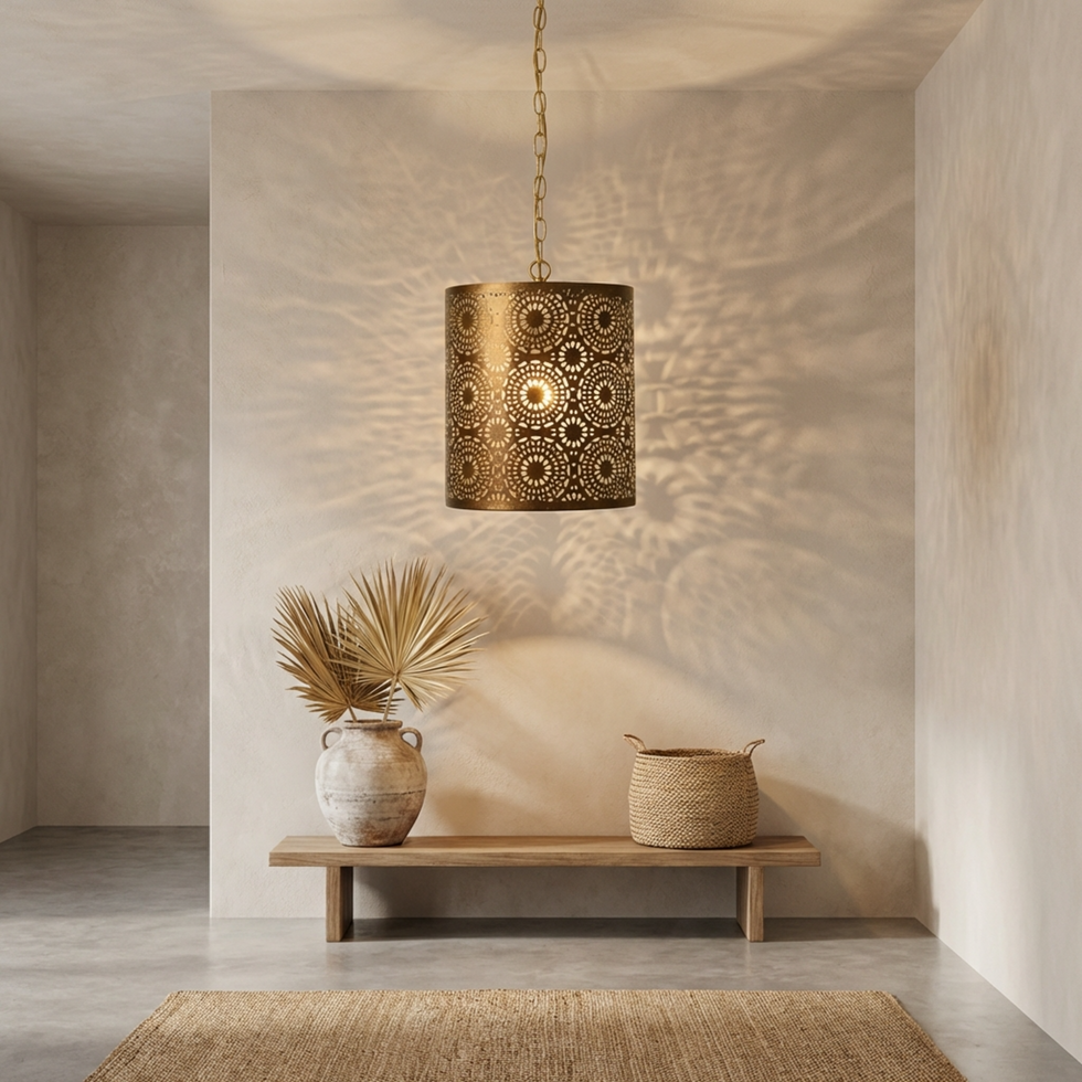 Handmade Moroccan Ceiling Light – Brass Filigree Openwork