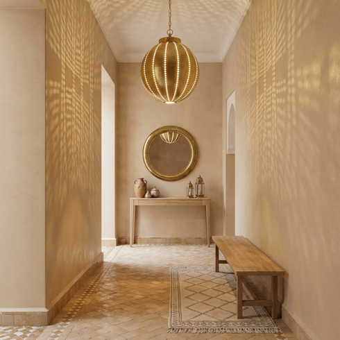 Moroccan Lantern – Perforated Brass Shadow-Casting Lamp