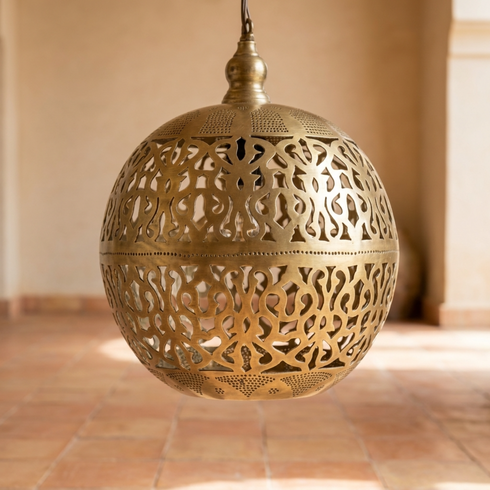 Perforated Brass Moroccan Pendant Light
