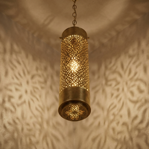 Moroccan Chandelier – Filigree Brass Openwork Lamp