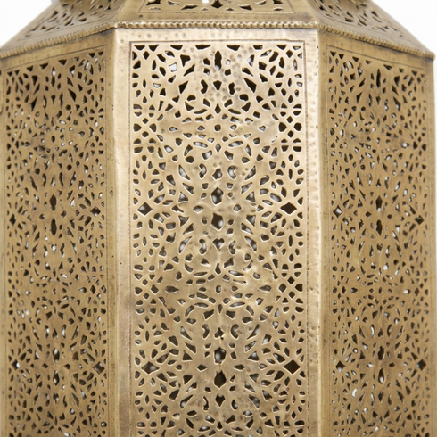 Handmade Authentic Moroccan Hanging Lamp – Gold Brass Pendant Light with Intricate Filigree Entryway Lantern Design