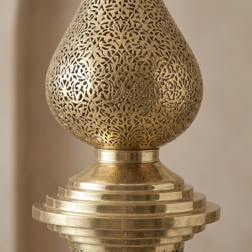 Brass Pendant Light – Moroccan Filigree Openwork Entryway