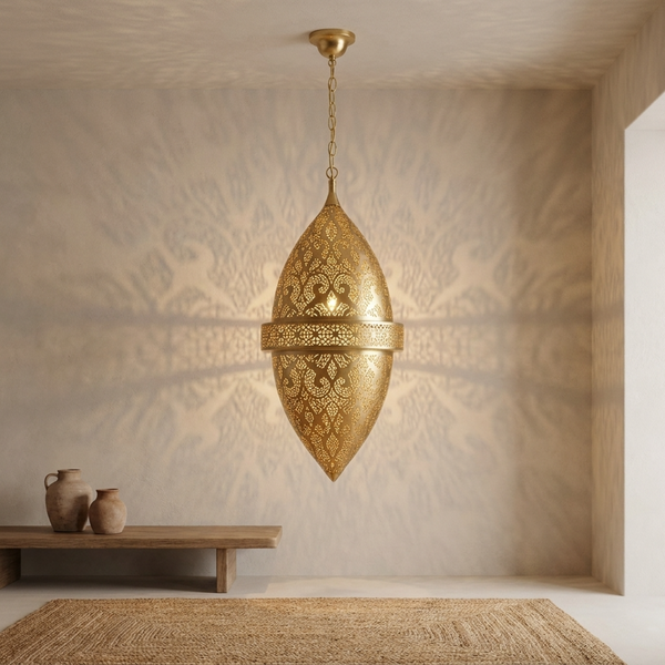 Moroccan Chandelier – Brass Teardrop Geometric