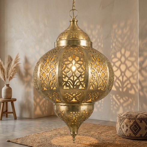 Filigree Brass Moroccan Lantern