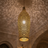 Authentic Handmade Moroccan Lamp – Perforated Brass Teardrop Pendant Light with Artistic Shadow Casting for Living Room Decor