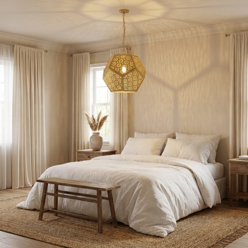 Brass Ceiling Light – Moroccan Filigree Openwork