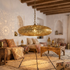 Authentic Handmade Moroccan Lamp – Gold Perforated Brass Ceiling Pendant Light for Living Room Statement Lighting