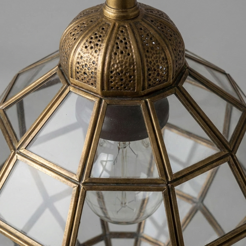 Handmade Glass & Brass Pendant - Geometric Ceiling Light
