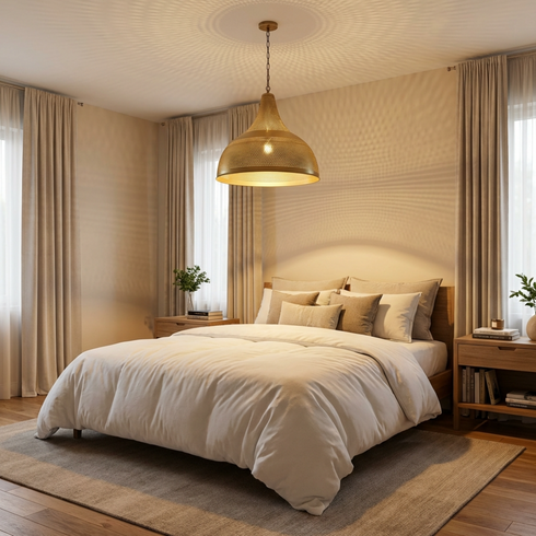 Solid Brass Perforated Finish - Boho Kitchen Island Lighting