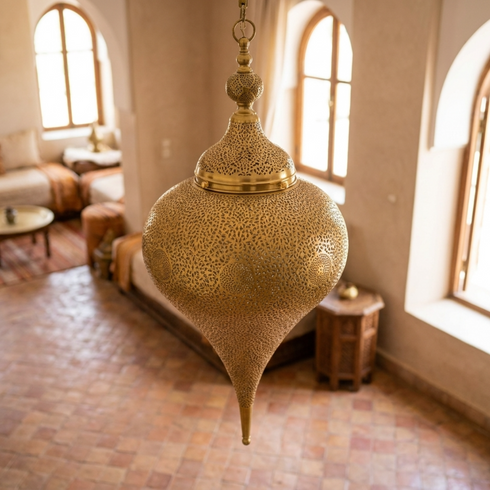 Brass Ceiling Light – Moroccan Dome Openwork
