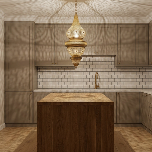 Authentic Moroccan Lighting – Gold Brass Pendant Lamp with Hand-Hammered Filigree Design for Living Room Decor
