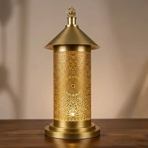 Moroccan Table Lamp – Filigree Brass Shadow-Casting Lamp