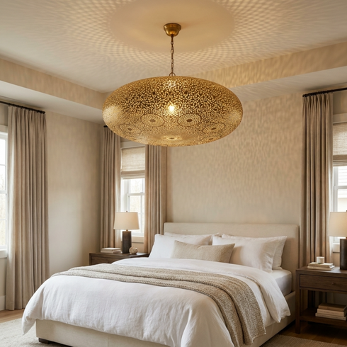 Moroccan Pendant Light – Brass Filigree Handmade