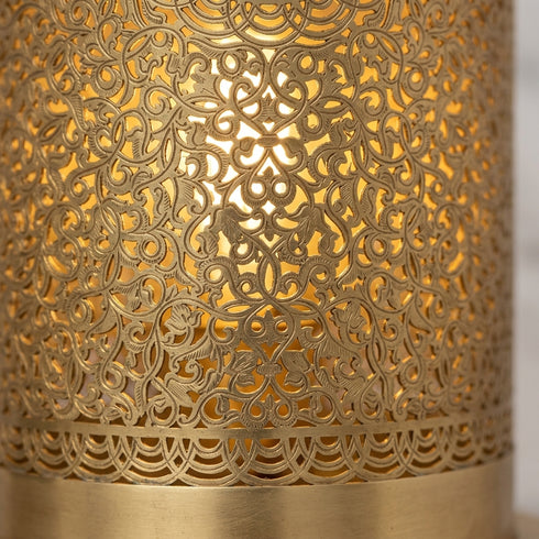 Moroccan Table Lamp – Filigree Brass Shadow-Casting Lamp