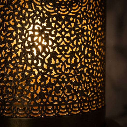 Moroccan Table Lamp – Filigree Brass Shadow-Casting Lamp
