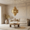 Handmade Moroccan Lamp - Gold Brass Pendant - Living Room Statement Lamp