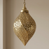 Authentic Handmade Moroccan Lamp – Gold Brass Teardrop Pendant with Intricate Shadow Casting Boho Design