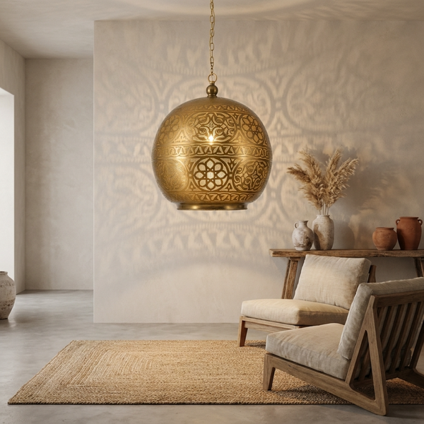 Moroccan Lantern – Brass Filigree