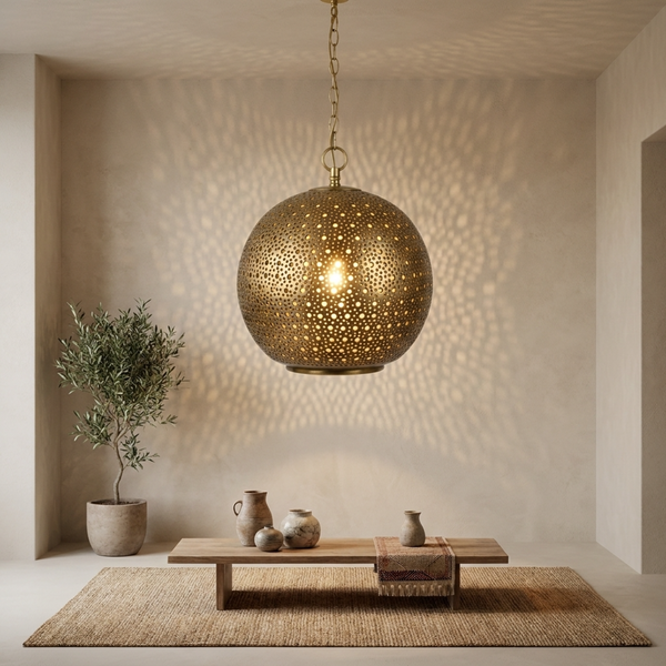 Moroccan Pendant Light – Brass Pierced Openwork