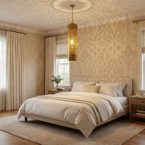Moroccan Chandelier – Filigree Brass Openwork Lamp