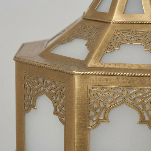 Handmade Moroccan Brass Lamp, Milky Glass Boho Lighting (pl-2021)