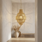 Filigree Moroccan Chandelier – Brass Openwork Lamp Statement Light