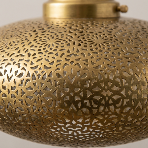 Floral Moroccan Brass Pendant Light - Handmade Shadow Lantern (pl-2024)