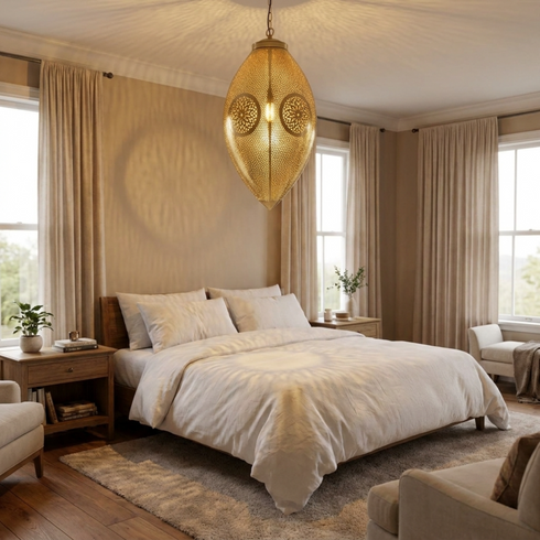 Moroccan Chandelier – Brass Dome Statement Light