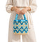 Moroccan Raffia Bucket Bag – Handmade Blue Embroidered Straw Bag