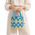Moroccan Raffia Bucket Bag – Handmade Blue Embroidered Straw Bag
