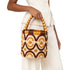 Raffia Brown Bucket Bag with Wooden Bead Handle