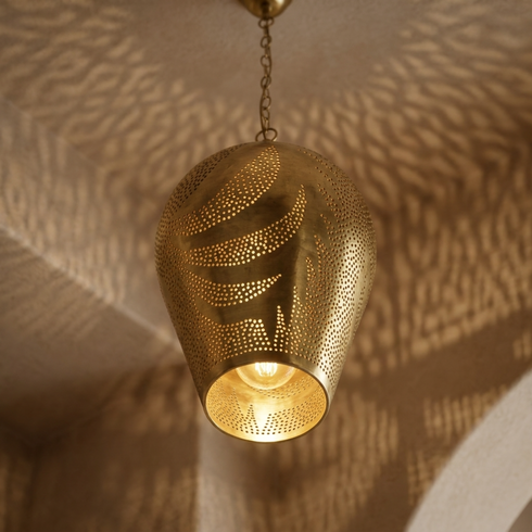 Brass Pendant Light – Moroccan Pierced Openwork