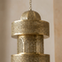 Authentic Handmade Moroccan Lamp – Gold Brass Multi-Tiered Pendant Light with Intricate Filigree Design for Living Room Decor