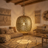 Moroccan Globe Pendant Lamp – Gold Brass Hanging Light for Kitchen Island & Boho Interiors