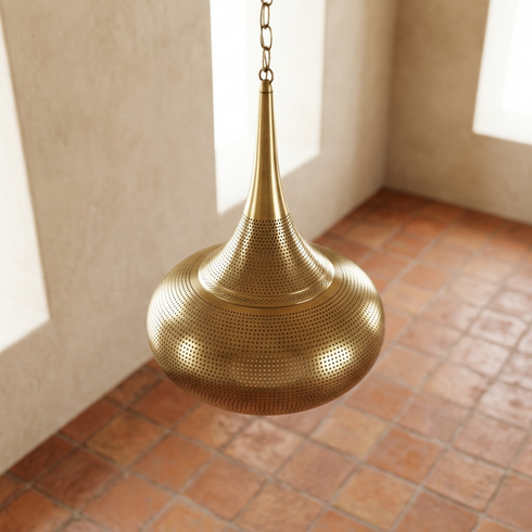 Handmade Moroccan Ceiling Light – Brass Dome Openwork