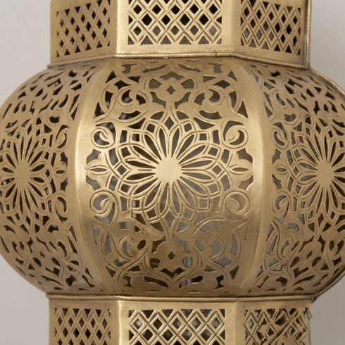 Authentic Moroccan Lighting - Gold Brass Filigree - Boho Entryway Lantern