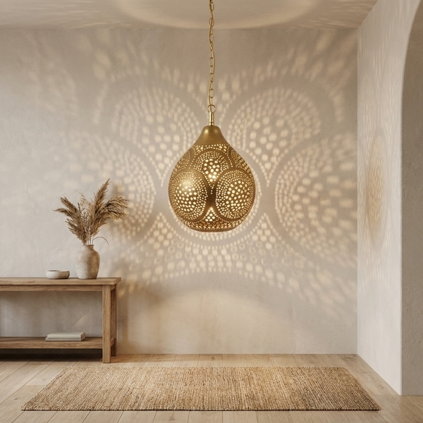 Brass Chandelier – Moroccan Star Openwork