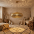 Authentic Handmade Moroccan Lamp – Gold Brass Globe Pendant Light with Intricate Shadow Casting Patterns