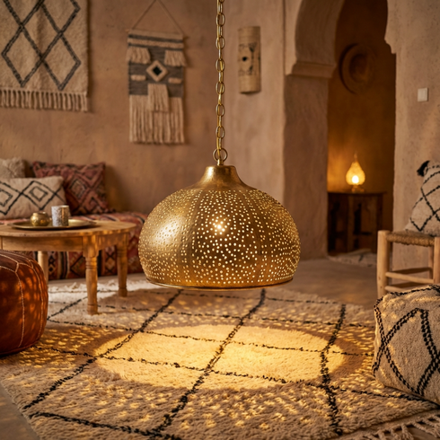 Handmade Moroccan Hanging Lamp - Boho Kitchen Lighting