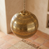 Authentic Moroccan Brass Globe Pendant Light – Hand-Hammered Gold Finish for Bedroom Mood Lighting