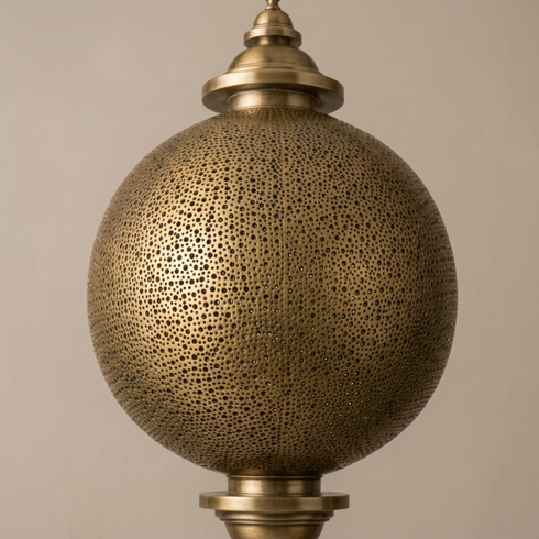 Brass Pendant Light – Moroccan Filigree Openwork Shadow-Casting