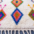 Handmade Azilal Rug - Plush Natural Wool - Vibrant Berber Symbols on Ivory