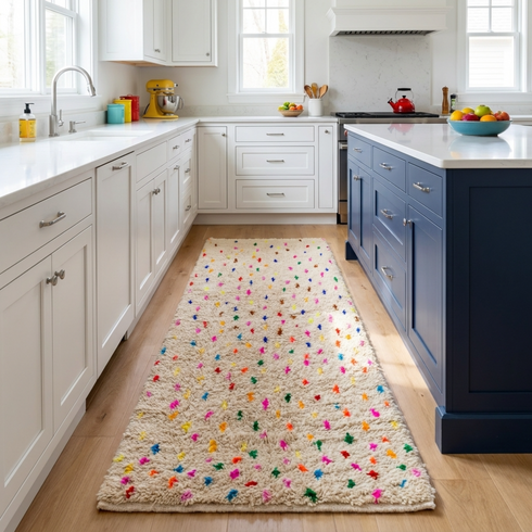 Handmade Azilal Rug - Shaggy Plush Wool - Vibrant Boho Living Room Decor