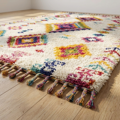 Azilal Rug – Multicolor Diamond Wool Berber Carpet